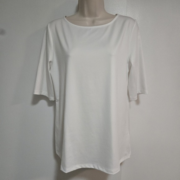 Susan Graver Tops - Susan Graver Sz S White Modern Essential Liquid Knit Top Round Neck Short Sleeve